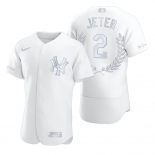 New York Yankees #2 Derek Jeter Men's Nike Platinum MLB MVP Limited Player Edition Jersey