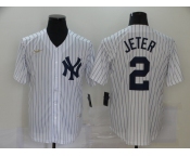 New York Yankees  #2 Derek Jeter Nike Home Cooperstown Collection Player MLB Jersey White