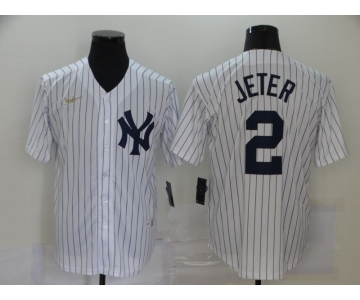 New York Yankees  #2 Derek Jeter Nike Home Cooperstown Collection Player MLB Jersey White