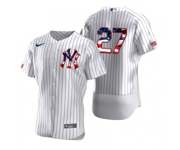 New York Yankees #27 Giancarlo Stanton Men's Nike White Fluttering USA Flag Limited Edition Authentic MLB Jersey