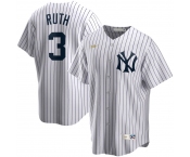 New York Yankees #3 Babe Ruth Nike Home Cooperstown Collection Player MLB Jersey White