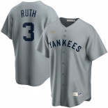 New York Yankees #3 Babe Ruth Nike Road Cooperstown Collection Player MLB Jersey Gray