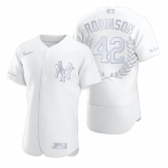 New York Yankees #42 Jackie Robinson Men's Nike Platinum MLB MVP Limited Player Edition Jersey