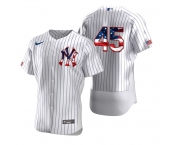 New York Yankees #45 Gerrit Cole Men's Nike White Fluttering USA Flag Limited Edition Authentic MLB Jersey