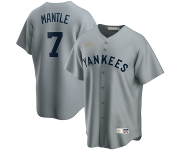 New York Yankees #7 Mickey Mantle Nike Road Cooperstown Collection Player MLB Jersey Gray