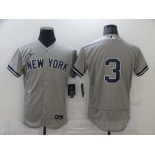 Nike Men's Majestic New York Yankees #3 Babe Ruth Grey Home Flexbase Authentic Collection MLB Jersey