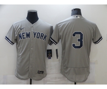 Nike Men's Majestic New York Yankees #3 Babe Ruth Grey Home Flexbase Authentic Collection MLB Jersey