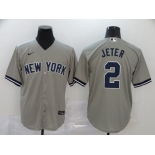 Nike Men's New York Yankees #2 Derek Jeter Authentic Grey Cool Base Baseball Jersey1