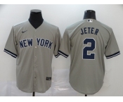 Nike Men's New York Yankees #2 Derek Jeter Authentic Grey Cool Base Baseball Jersey1