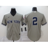 Nike Men's New York Yankees #2 Derek Jeter Authentic Grey Cool Base Baseball Jersey