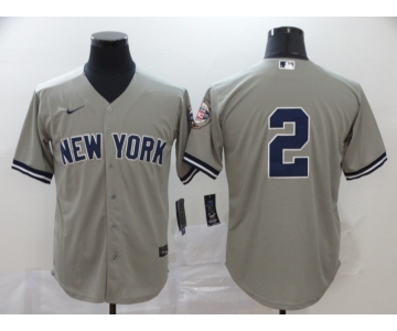 Nike Men's New York Yankees #2 Derek Jeter Authentic Grey Cool Base Baseball Jersey