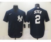 Nike Men's New York Yankees #2 Derek Jeter Authentic Navy Blue  Cool Base Baseball Jersey