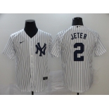 Nike Men's New York Yankees #2 Derek Jeter Authentic White Name On Back Baseball Jersey