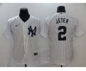 Nike Men's New York Yankees #2 Derek Jeter Authentic White Name On Back Baseball Jersey