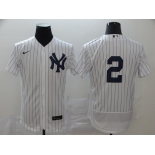 Nike Men's New York Yankees #2 Derek Jeter White Home Flex Base Authentic Collection Baseball Jersey