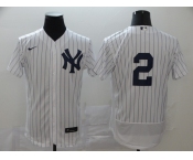 Nike Men's New York Yankees #2 Derek Jeter White Home Flex Base Authentic Collection Baseball Jersey