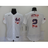 Nike Men's New York Yankees #2 Derek Jeter White USA Flag Fashion Flex Base Authentic Baseball Jersey