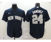 Nike Men's New York Yankees #24 Gary Sanchez Authentic Navy Blue  Cool Base Baseball Jersey