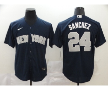 Nike Men's New York Yankees #24 Gary Sanchez Authentic Navy Blue  Cool Base Baseball Jersey