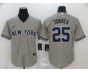 Nike Men's New York Yankees  #25 Gleyber Torre Authentic Grey Cool Base Baseball Jersey