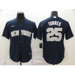 Nike Men's New York Yankees #25 Gleyber Torre Authentic Navy Blue  Cool Base Baseball Jersey