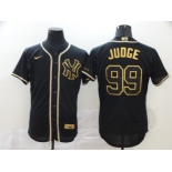 Nike Men's New York Yankees #99 Aaron Judge Black Retro Gold font Fashion Flex Base Authentic Baseball Jersey