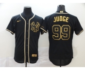 Nike Men's New York Yankees #99 Aaron Judge Black Retro Gold font Fashion Flex Base Authentic Baseball Jersey