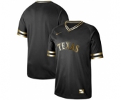 Men's Nike Rangers Blank Black Gold Stitched Baseball Jersey