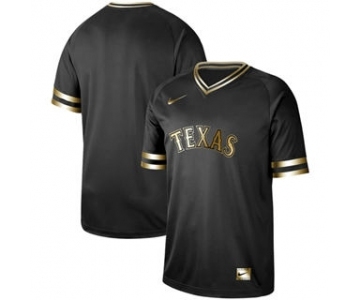 Men's Nike Rangers Blank Black Gold Stitched Baseball Jersey