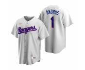 Men's Nike Texas Rangers #1 Elvis Andrus White Cooperstown Collection Home Stitched Baseball Jersey