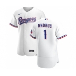 Men's Nike Texas Rangers #1 Elvis Andrus White Home 2020 Authentic Player Baseball Jersey