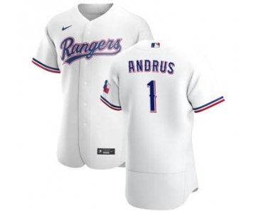 Men's Nike Texas Rangers #1 Elvis Andrus White Home 2020 Authentic Player Baseball Jersey