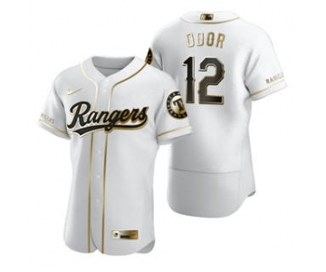 Men's Nike Texas Rangers #12 Rougned Odor White 2020 Authentic Golden Edition Baseball Jersey