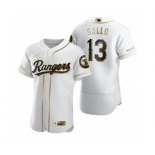 Men's Nike Texas Rangers #13 Joey Gallo White 2020 Authentic Golden Edition Baseball Jersey