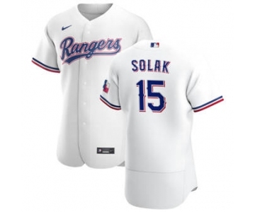 Men's Nike Texas Rangers #15 Nick Solak White Home 2020 Authentic Player Baseball Jersey