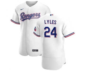 Men's Nike Texas Rangers #24 Jordan Lyles White Home 2020 Authentic Player Baseball Jersey