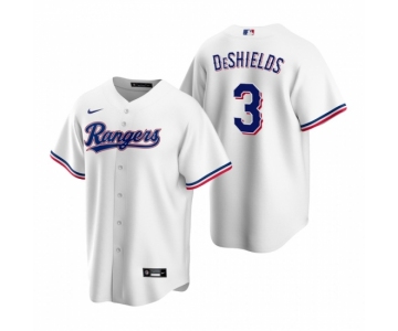 Men's Nike Texas Rangers #3 Delino DeShields White Home Stitched Baseball Jersey