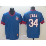 Men's Nike Texas Rangers #34 Nolan Ryan Blue M&N MLB Jersey