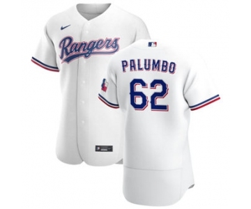 Men's Nike Texas Rangers #62 Joe Palumbo White Home 2020 Authentic Player Baseball Jersey