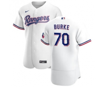 Men's Nike Texas Rangers #70 Brock Burke White Home 2020 Authentic Player Baseball Jersey