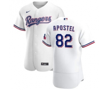 Men's Nike Texas Rangers #82 Sherten Apostel White Home 2020 Authentic Player Baseball Jersey