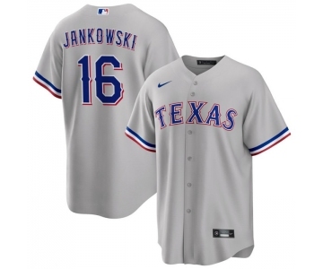 Men's Texas Rangers #16 Travis Jankowski Gray Cool Base Stitched Baseball Jersey