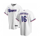 Men's Texas Rangers #16 Travis Jankowski White Cool Base Stitched Baseball Jersey