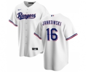 Men's Texas Rangers #16 Travis Jankowski White Cool Base Stitched Baseball Jersey