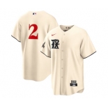 Men's Texas Rangers #2 Marcus Semien Cream 2023 City Connect Cool Base Stitched Baseball Jersey