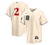 Men's Texas Rangers #2 Marcus Semien Cream 2023 City Connect Cool Base Stitched Baseball Jersey