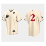 Men's Texas Rangers #2 Marcus Semien Cream 2023 World Series City Connect Stitched Baseball Jersey