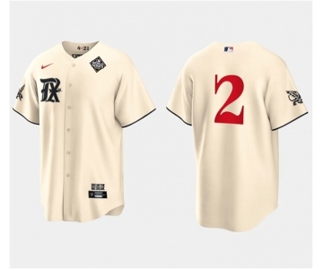 Men's Texas Rangers #2 Marcus Semien Cream 2023 World Series City Connect Stitched Baseball Jersey