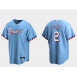 Men's Texas Rangers #2 Marcus Semien Light Blue Cool Base Stitched Baseball Jersey