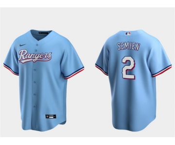 Men's Texas Rangers #2 Marcus Semien Light Blue Cool Base Stitched Baseball Jersey